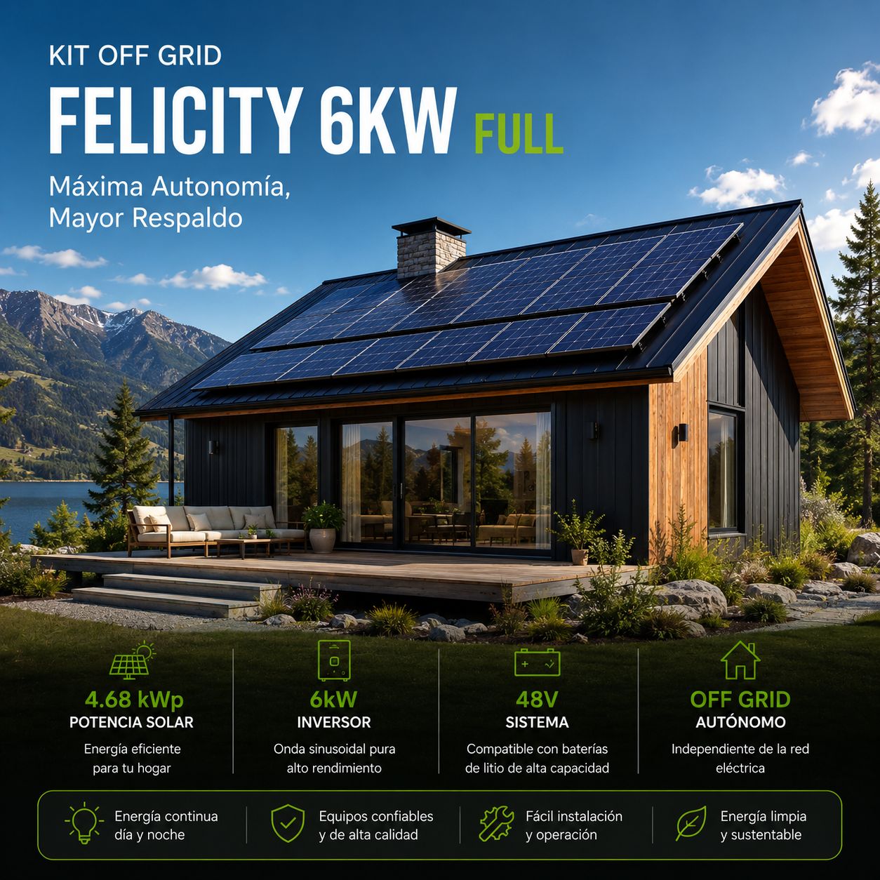 Kit Solar Off Grid 6 KW Full Máxima Autonomía Solar Todo Incluido
